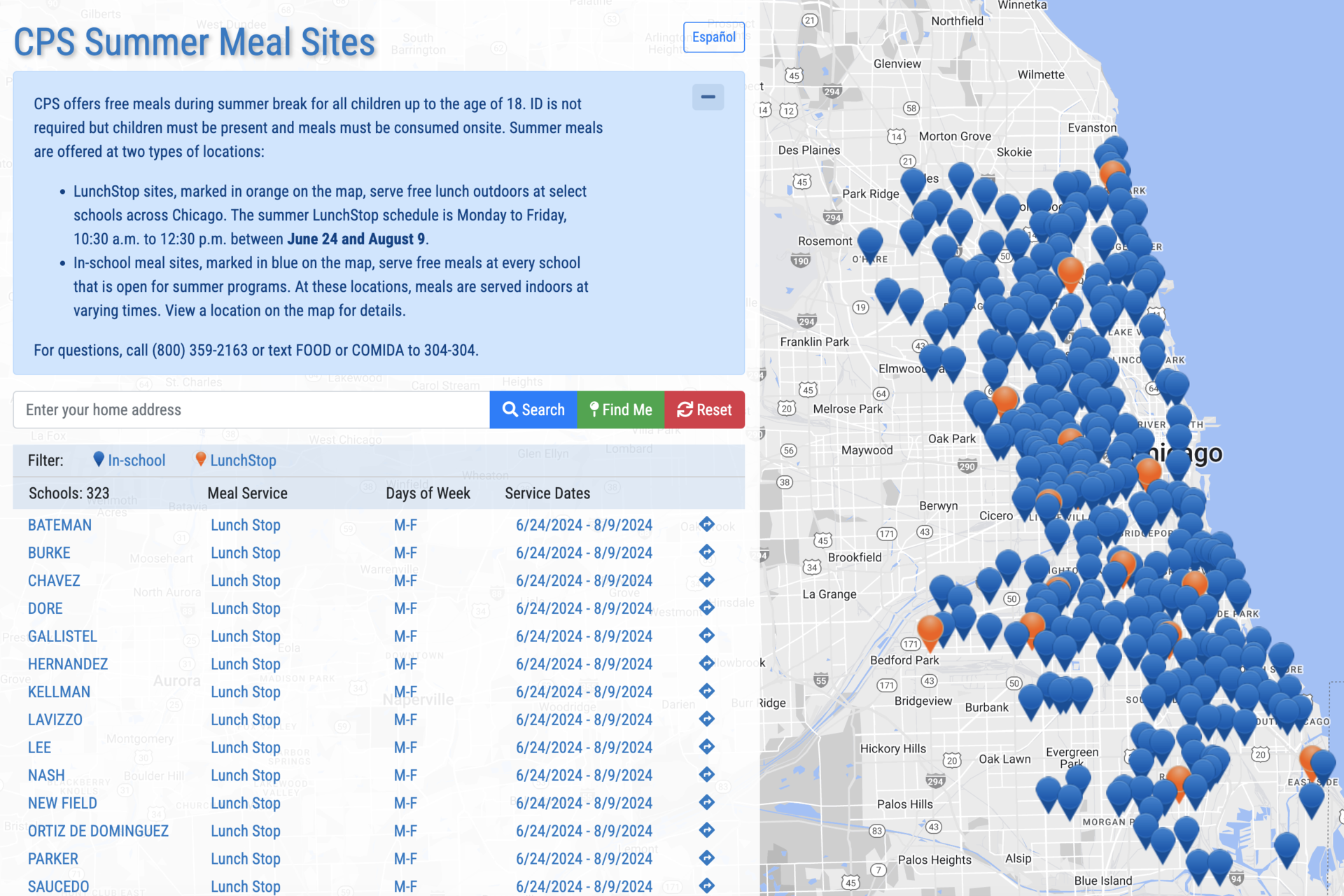 Meal site map screenshot