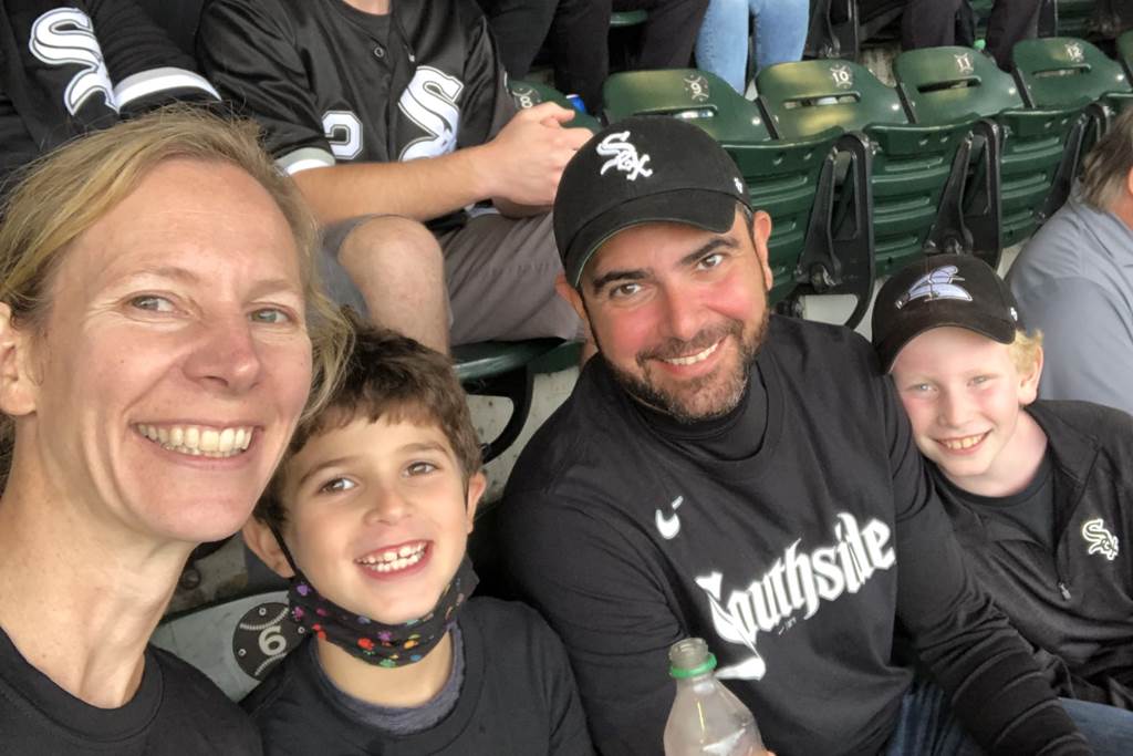 Nicole Milberg and her family at a White Sox game