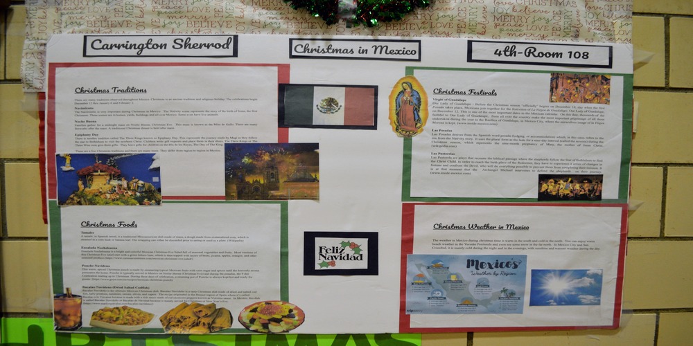A board explaining Christmas in Mexico