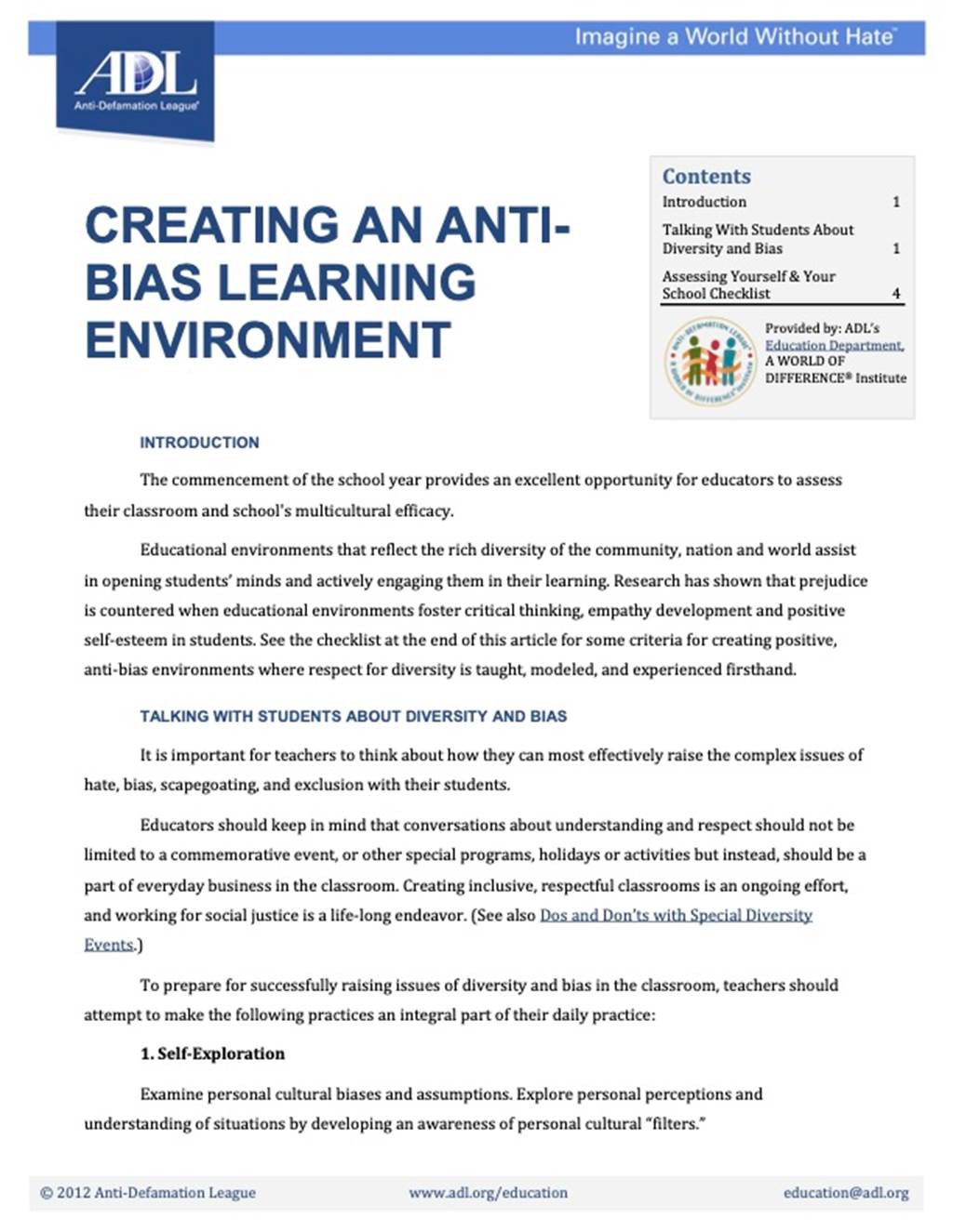 Creating an Anti Bias School Environment cover