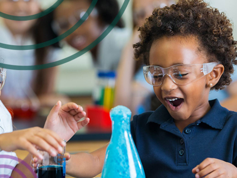 Young student conducting a science experiment