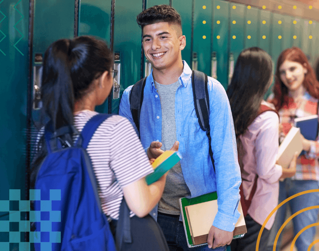 Students talking at their lockers