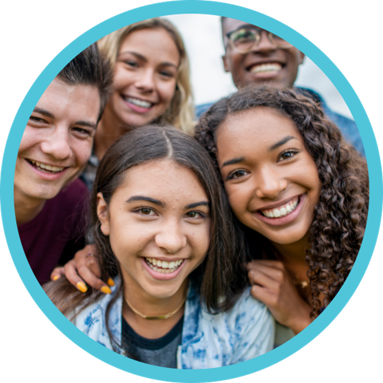 Group of high school students smiling