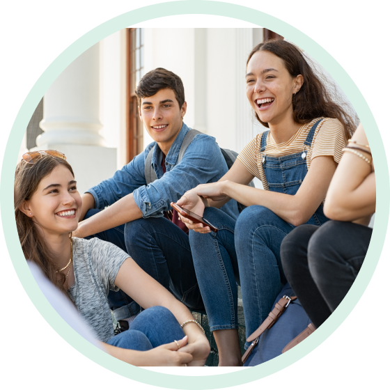Group of laughing students
