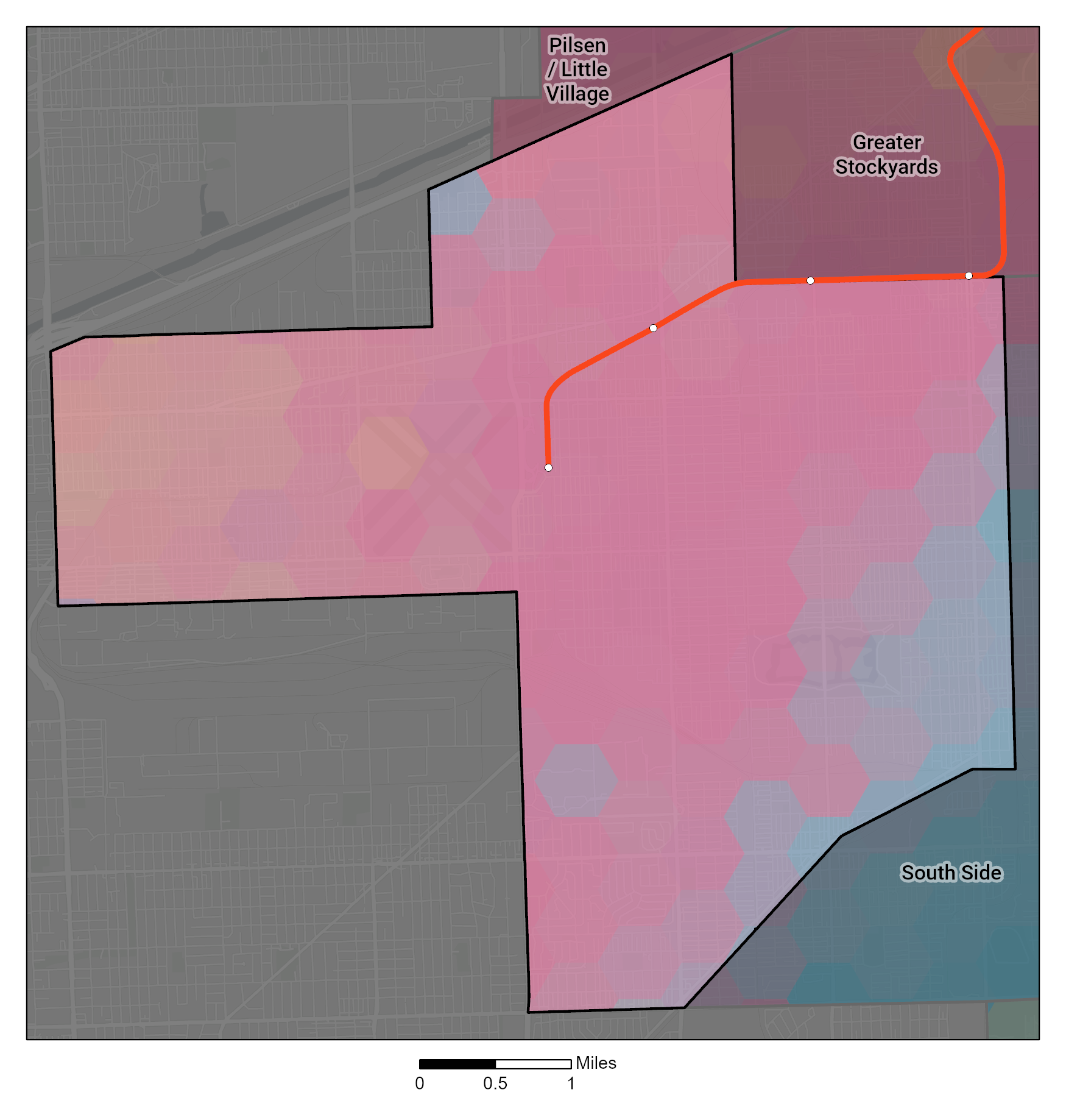 Racial and Ethnic composition map of Greater Midway