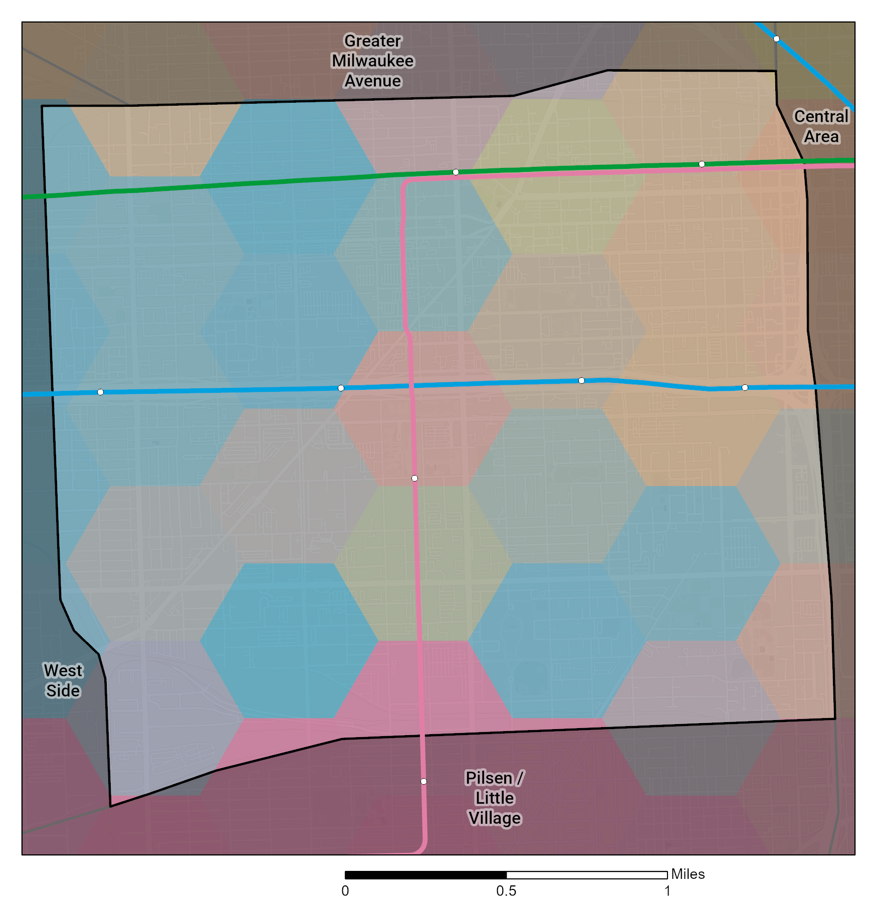 Racial and Ethnic composition map of Near West Side