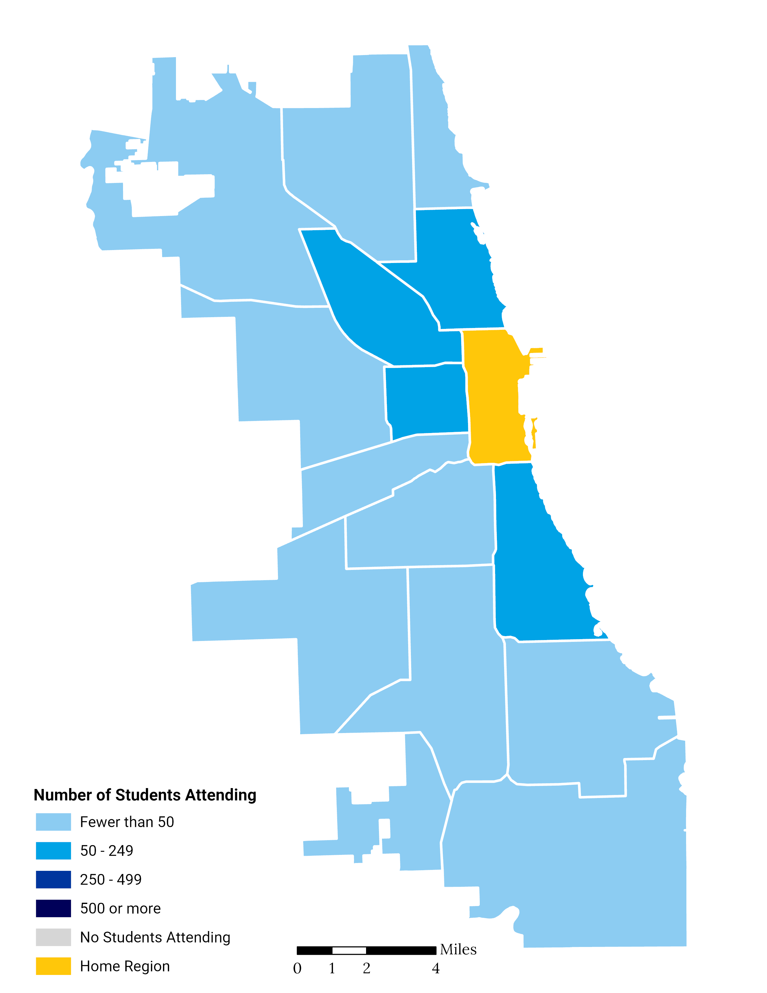 Central Area High School Choice Footprint Map