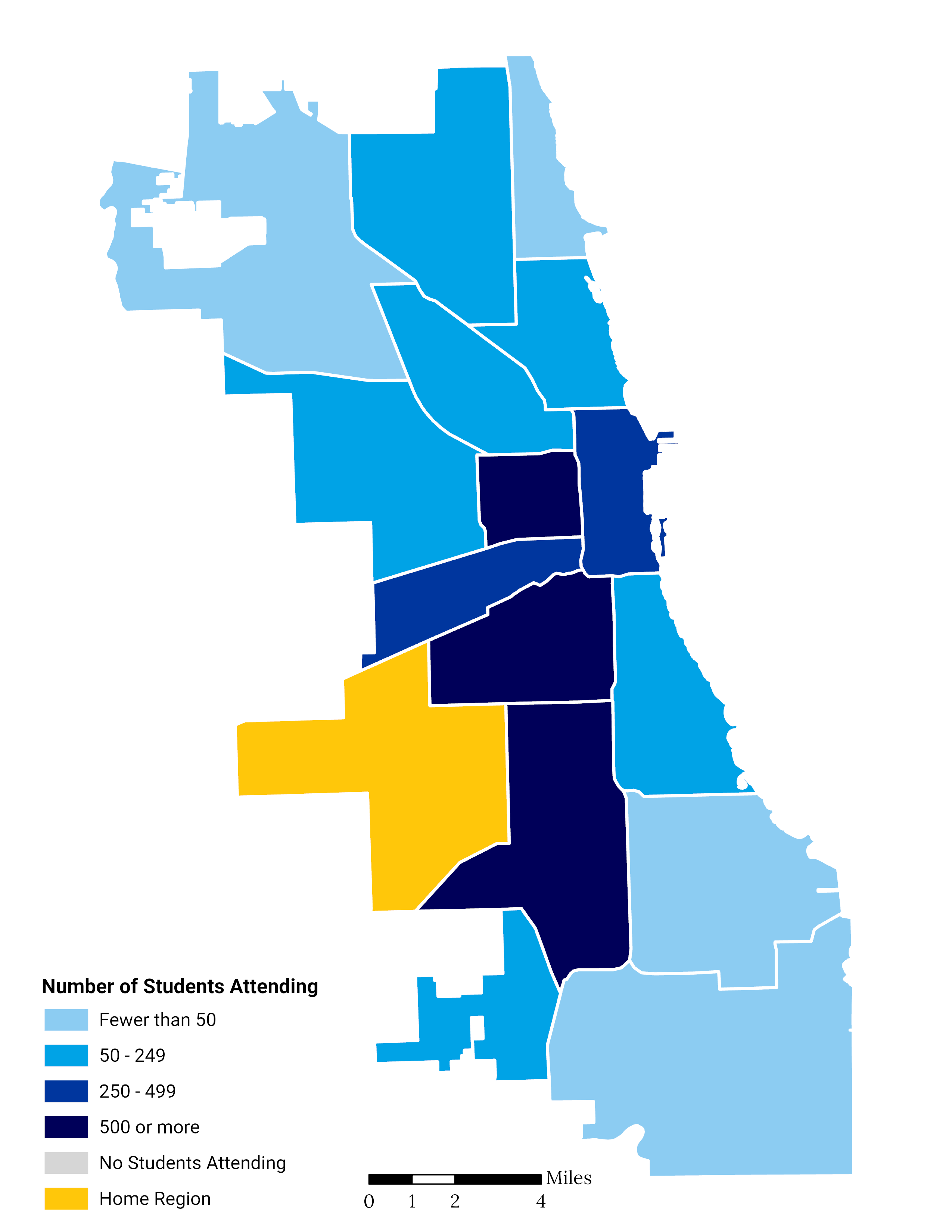 High School Choice Footprint Map of Greater Midway