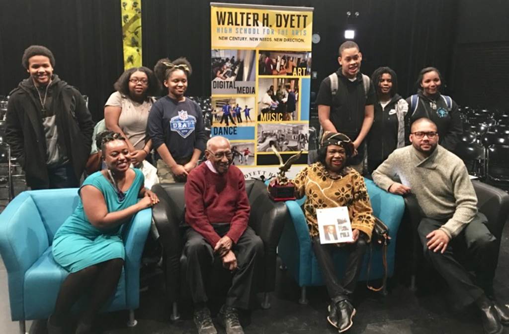 Civil Rights Activist, Historian, Poses with Dyett’s First Honorary Eagle Award