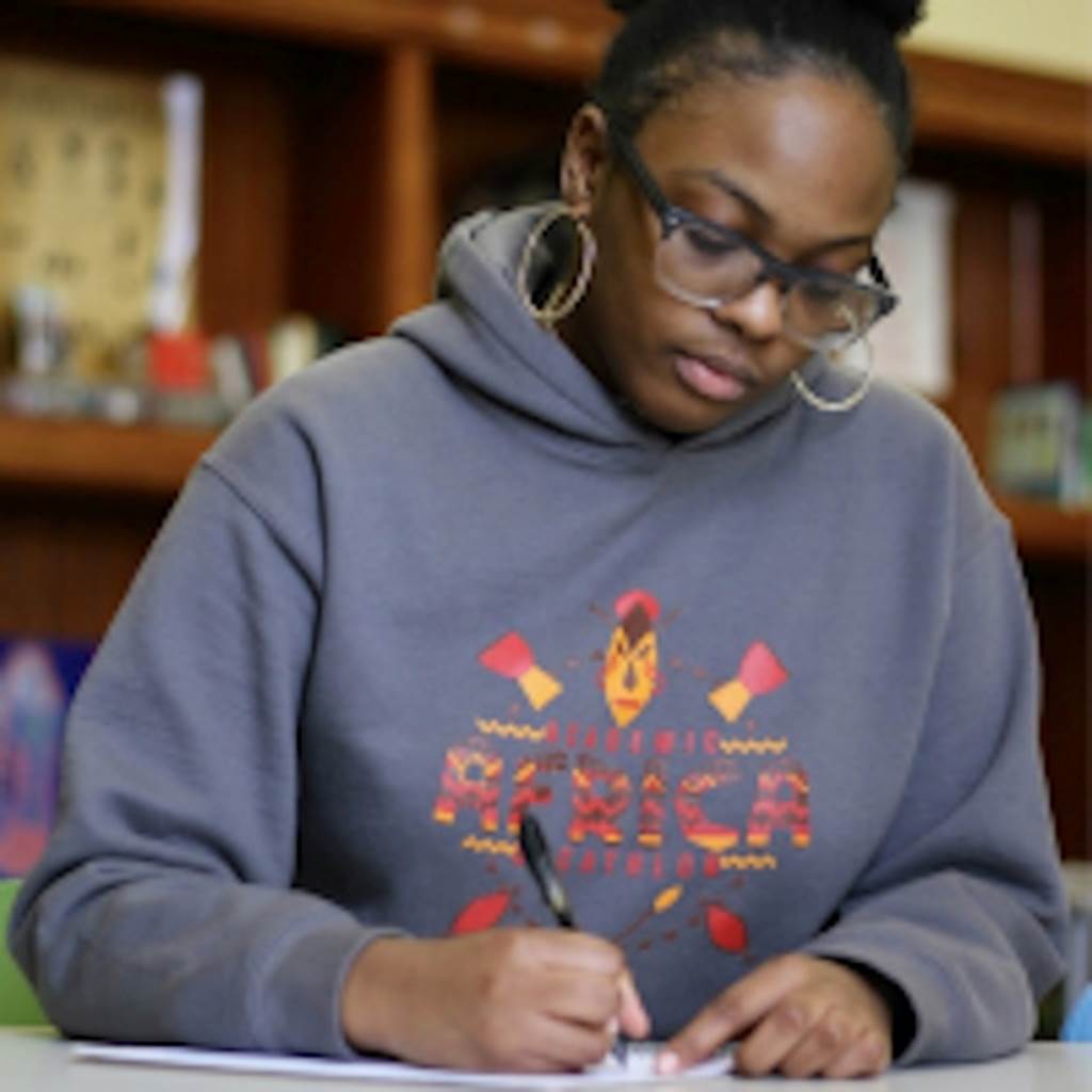 A girl writing