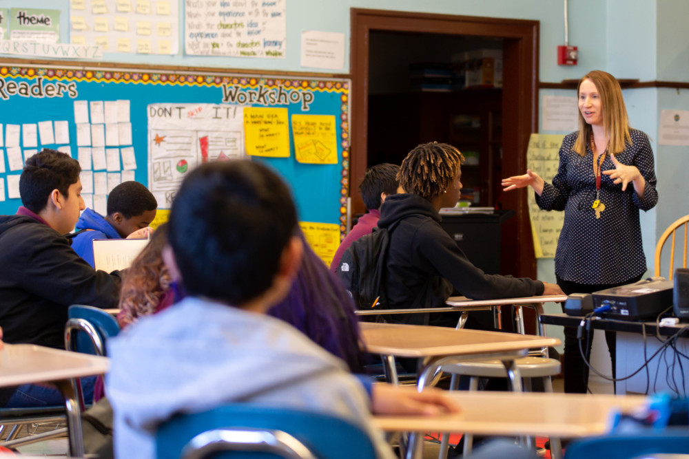 Students focusing in class