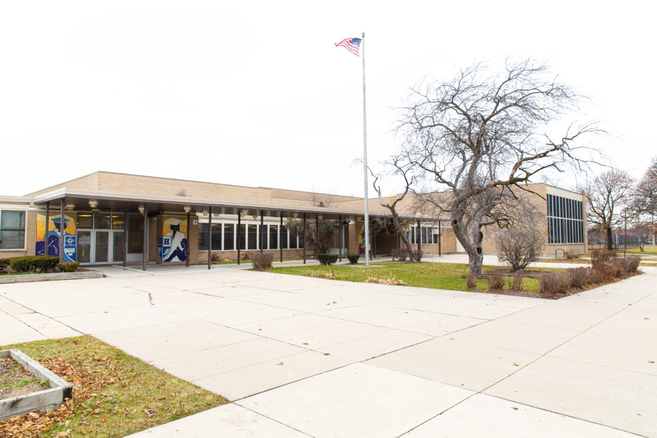 The front of a school building