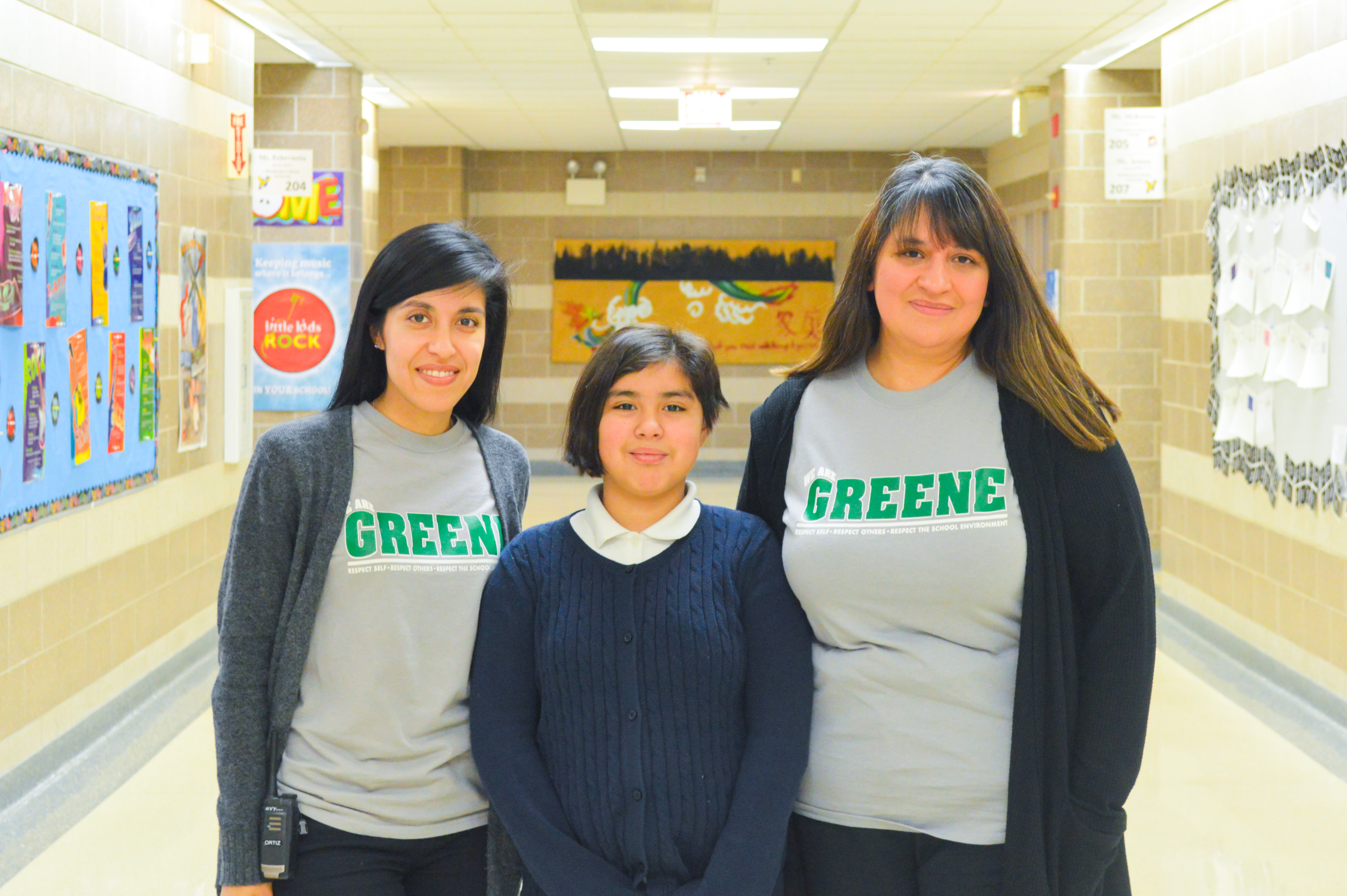 Greene teachers with student