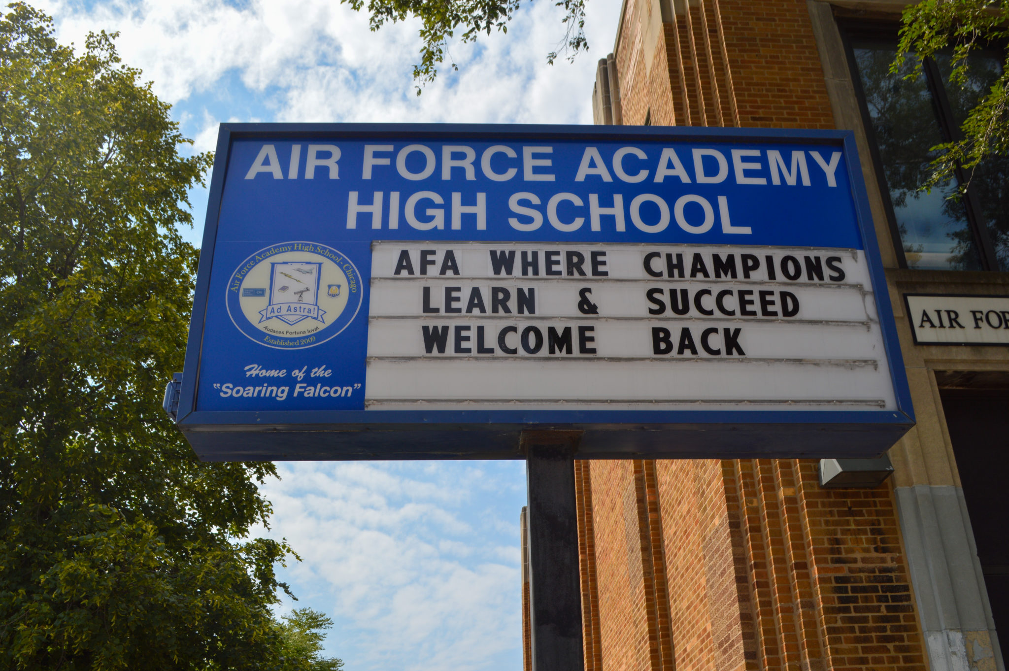 Air Force High School street sign