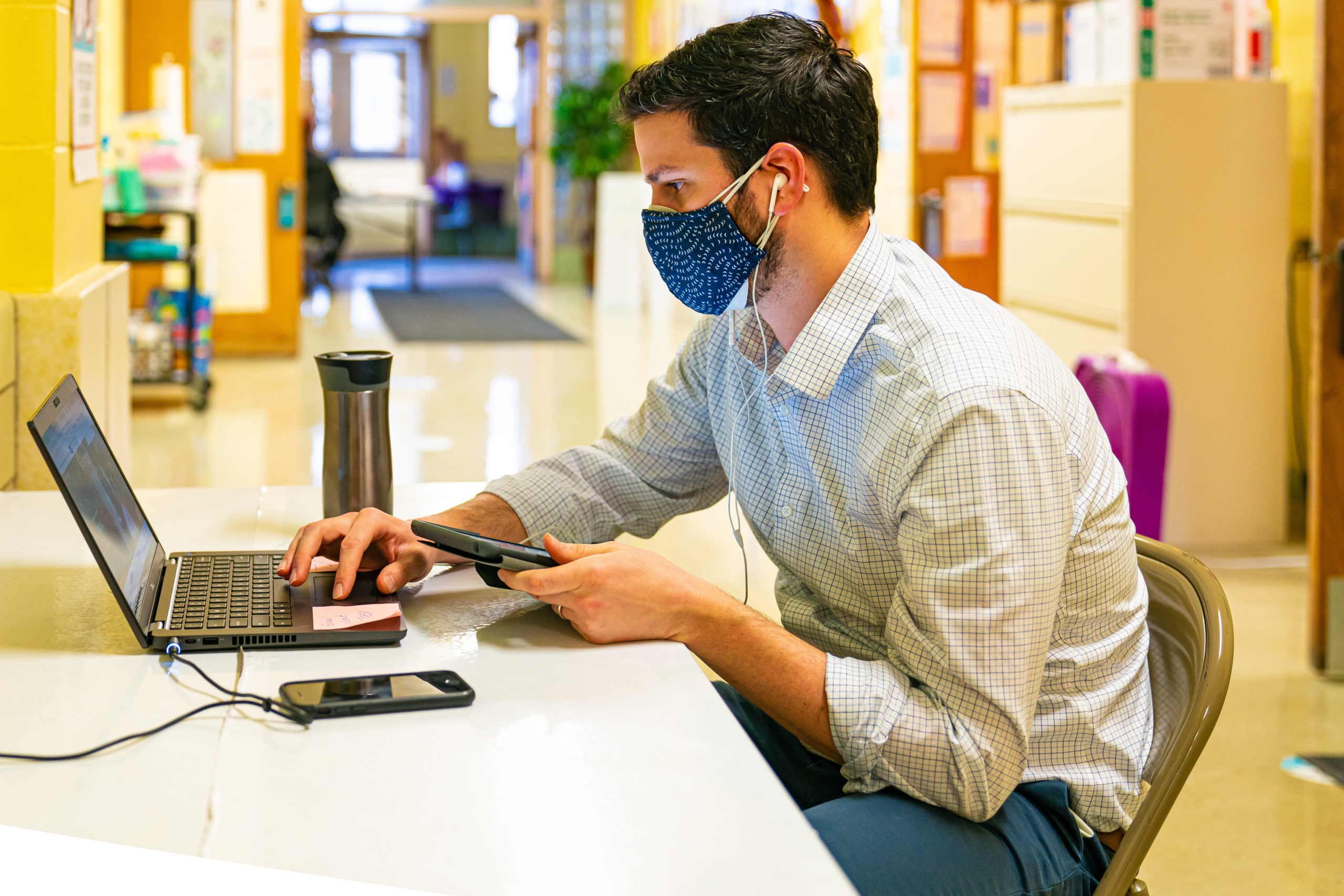 A man using a laptop