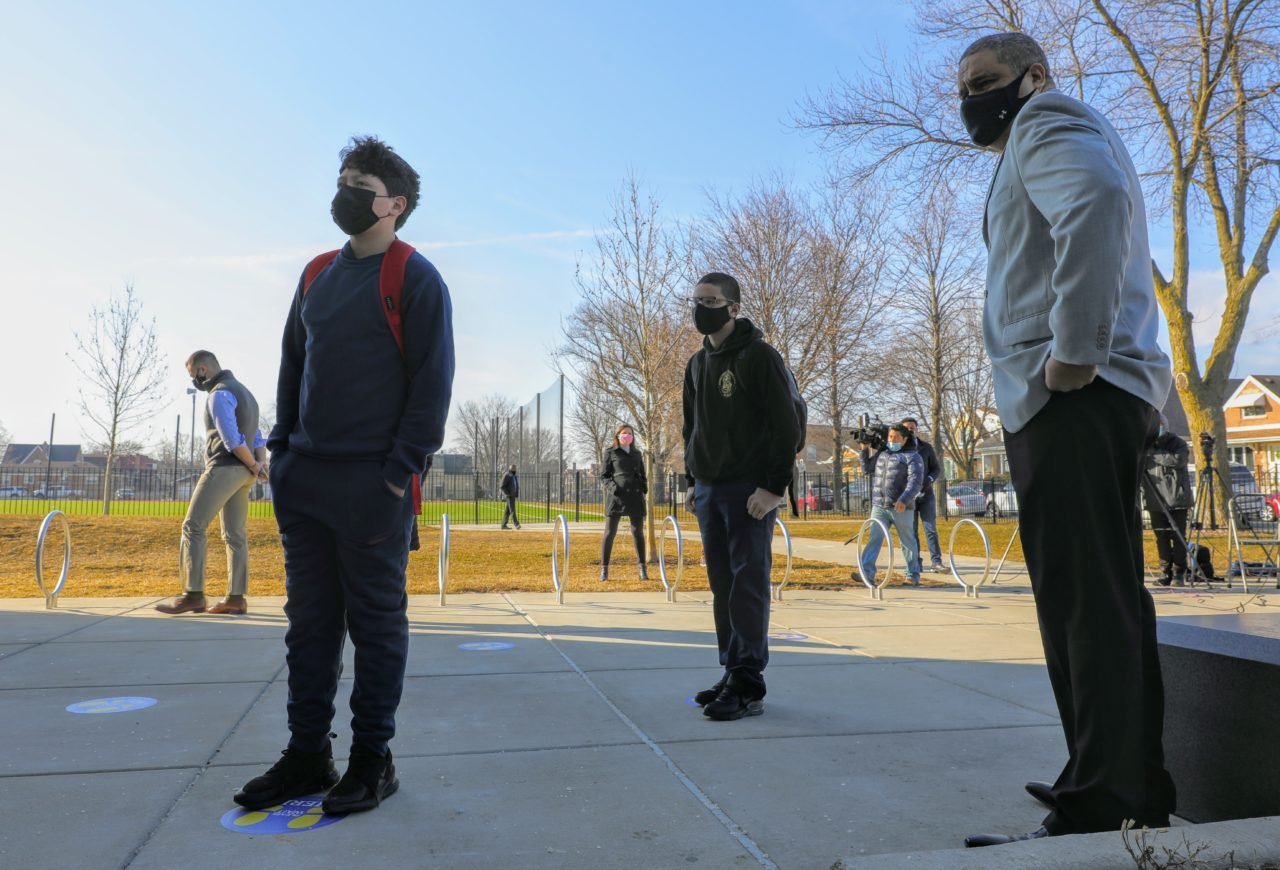 Students standing outside