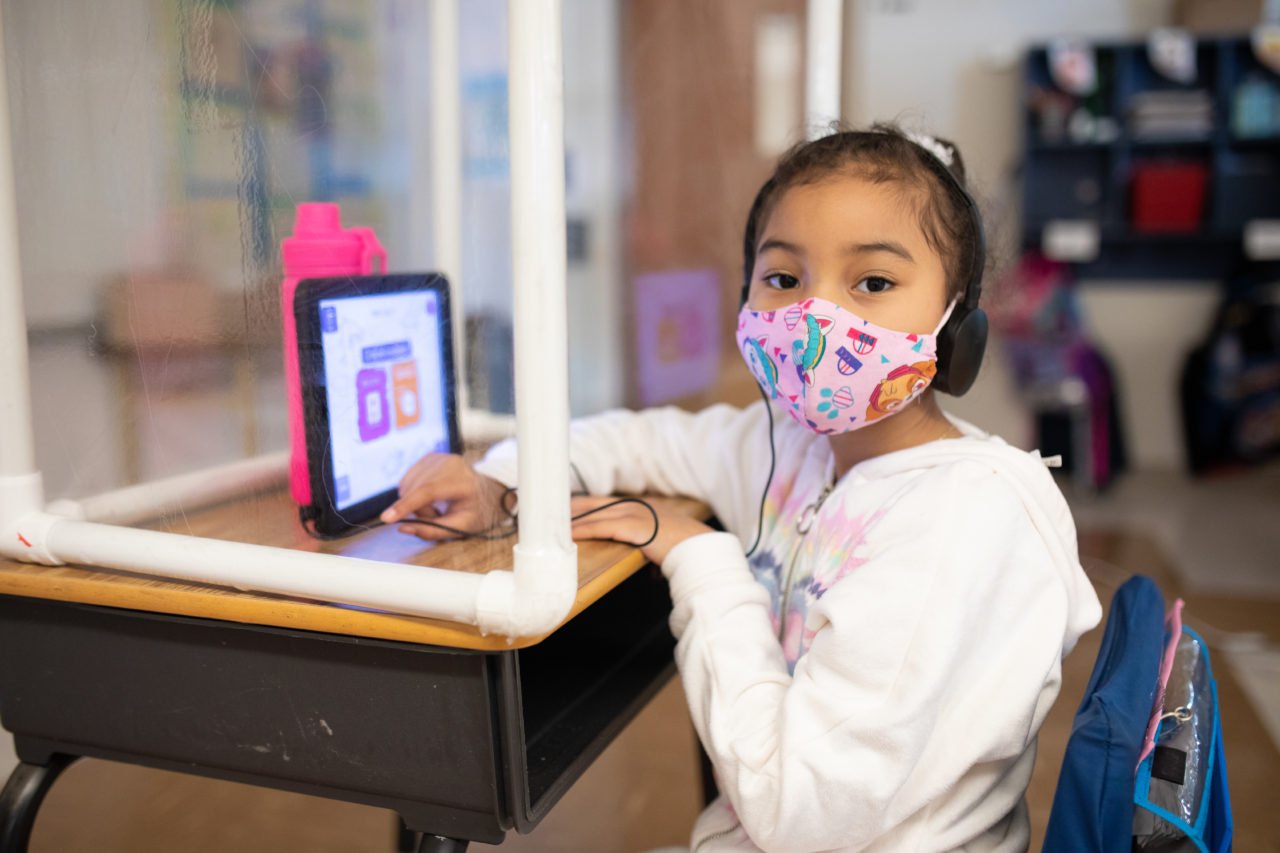 A student using a a tablet